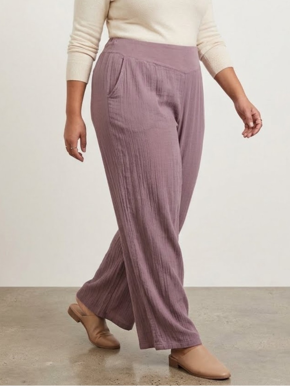TORRID Mauve Purple Gauze Wide Leg Lounge Pants 1X